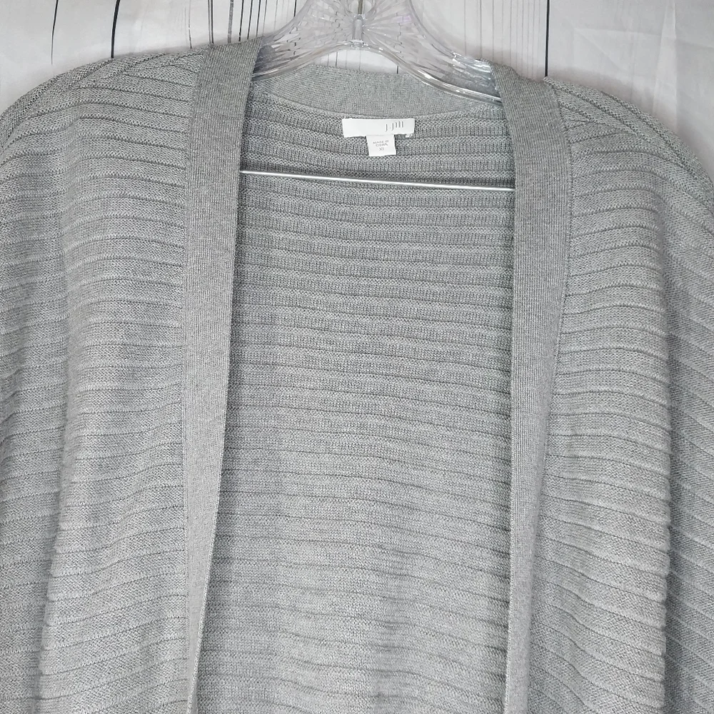 J.JILL gray wide ribbed open drapey cardigan sweater size XL Womens